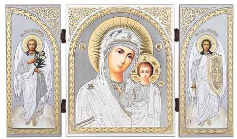 NKlaus Triptychon christliche Ikone Holz, 30x17, 5x0, 7cm Kazan, 1 Stück | Gottesmutter