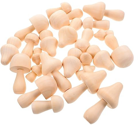 jojofuny 25 Piezas Adornos de Hongos de Madera Pintados para Manualidades Decoración de Jardín y Fiesta Mini Figuras de Hongos de Madera