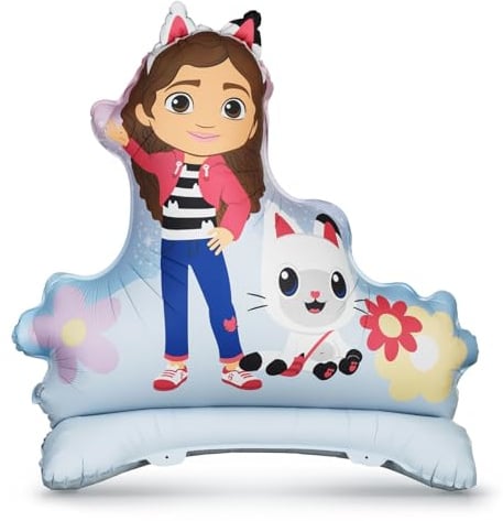 Folienballon Gabby's Dollhouse 92x90,5cm stehend - Ballon für Luft - Kindergeburtstag Mädchen Partydeko - Folienluftballon Geburtstagsdeko - Blau Rosa
