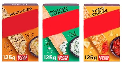 Flatbread Crackers Variety Pack, Multi Seed, Rosemary & Sea Salt, Three Cheese, 125g Each, Pack of 3, Suitable for Vegetarians