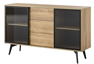 3xE living Byrå, gyllene barock ek, 144 x 85 x 39 cm