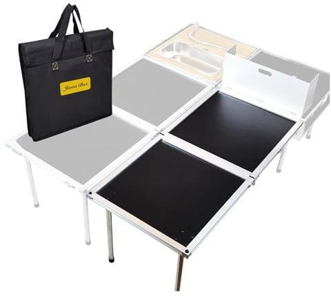 Cuisine de camping portable avec évier et cuisinière, table de camping, ensemble de cuisine avec rangement et roulettes