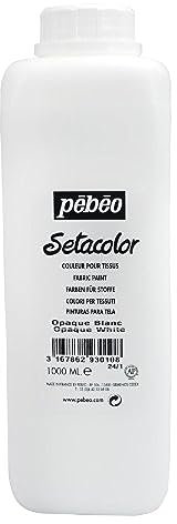 PEBEO Setacolor - Pintura opaca para tela, botella de 1 litro, color blanco
