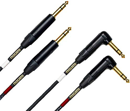 Mogami Gold Key SB-10R Balanced Stereo Keyboard Instrument Cable, 1/4 TRS Male Plugs, Gold Contacts, Dual Right Angle to Dual Straight Connectors, 10 Foot