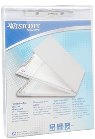 Westcott E-17002 00 Formularhalter-Box aus Aluminium, DIN A4 mit Aufbewahrungsfach und Zwischenablage, oben öffnend
