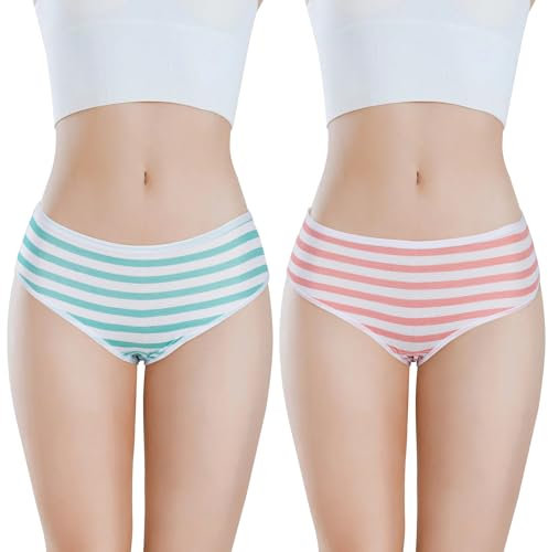 Hot Cute Japanese Style Blue & Pink Stripe Panties Bikini Cosplay Cotton Underwear, blau/rose, S-M