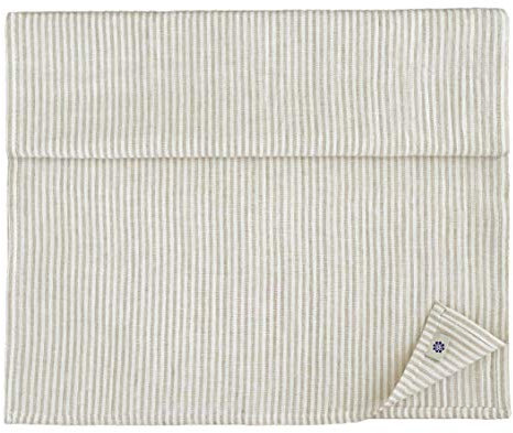 Linen & Cotton Vintage Landhaus Rustikal Shabby Chic Tischläufer Stoff Elegante - 100% Leinen, Beige Natur Weiß Weiss (47 x 180 cm) Streifen Tischband Läufer Tisch Decken für Haus Home Küche Esstisch