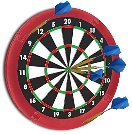 Relaxdays 10021529 114 Dart Auffangring R5, Catchring Dartscheibe, 4-teilig, Surround f. Dartboards, EVA, bordeaux Rot 55 cm