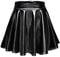 Damen Glänzend Höhe Taille Liquid Mini Rock Metallisch Elastische Taille A-Linien Pull On Skater Röcke (M, Schwarz)