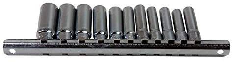 US PRO 11pc 1/4 Dr 4-13mm Deep Sockets Single Hex 6 Point On Rail 3240