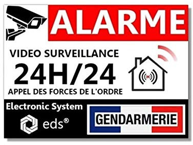 8 Aufkleber Alarm Video Überwachung Anti-Einbruch für Haus, Gebäude, Handel, Garage, Videoüberwachung, professionelle Qualität (Gendarmerie)