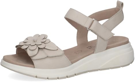 Caprice Damen Flache Sandale aus Leder, Weiß (SNOW NUBUC), 42