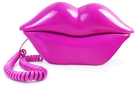 TelPal Corded Lips Telephones Land Line Rose Pink Home Telephones Sexy Mouth Shape Wired Phone for Home,Office,Shops & Art Decor Cute Real Working Cartoon Telephone for Play Novelty Gift for Girls