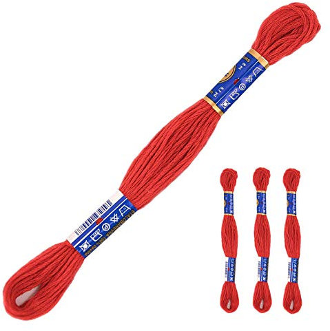 3 Docken Stickgarn je ca. 8m Sticktwist 100% Baumwolle Stickerei verschiedene Farbwahl, Farbe :3292 rot