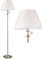 Eton - Swing Arm Floor Light Lamp Stand in Antique Brass with White Pleated Shade - Modern Class Style
