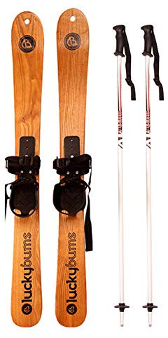 FACAI Holzschlitten Holz-Ski-Doppelbrett Universelles Skiset Für Erwachsene Und Kinder,130suit