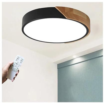 GHiycotdl LED Deckenleuchte Holz Dimmbar,Upgrade der runden Deckenlampe Holz mit Fernbedienung und APP, Ø30cm 24W Auto-Timer für Schlafzimmer Küchenschrank Raum 3000k-6000k Farbtemperatur