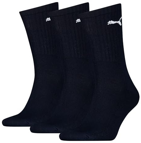 PUMA unisex Sportsocken Tennissocken Freizeitsocken Sport Crew 7312 9 Paar, Farbe:Blau, Menge:9 Paar (3x 3er Pack), Größe:35-38, Artikel:-322 dark navy