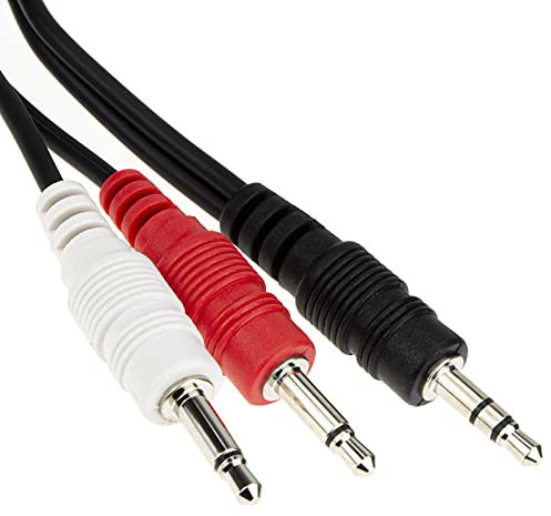 Estéreo Conector Jack Clavija a Gemelo Mono Rojo & Blanco 3,5 mm Clavijas Audio Divisor Cable 3 m [3 Metros]