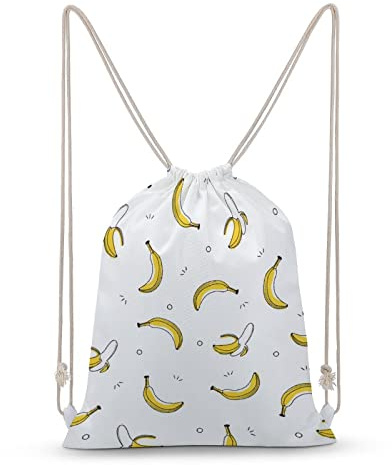 NIBABAEU Rucksack mit Kordelzug, Bananen, großes Fassungsvermögen, wasserabweisend, Leinen, Sport, Yoga, Turnbeutel für Jungen, Mädchen, Kinder, Damen, Herren, Teenager
