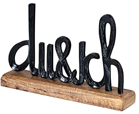 levandeo Schriftzug Du Und Ich L25cm Schwarz Mango Holz Tischdeko Geschenk Aufsteller Du&Ich Valentinstag Deko