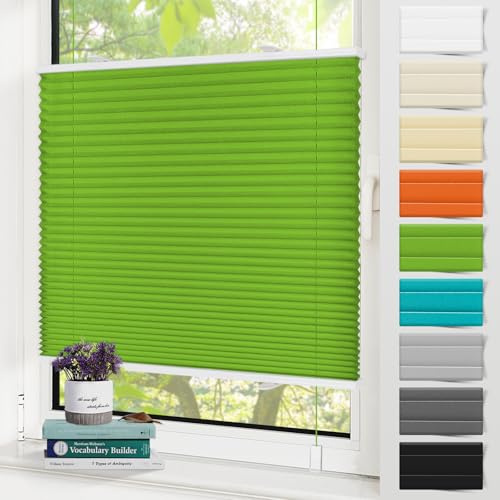 Zarnan Plissee Klemmfix ohne Bohren Grün B100 x H110cm Plisseerollo Sonnenschutz und Sichtschutz Jalousien Easyfix Plissees Blickdicht Lichtdurchlässig Rollo für Fenster & Tür