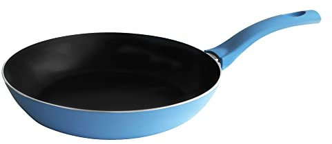 PINTINOX Prima Collection Padella in Alluminio Portofino, antiaderente 5 strati, con manico antiscottatura, diametro 24 cm, colore: Blu Mare, adatte a tutti i fuochi tranne induzione