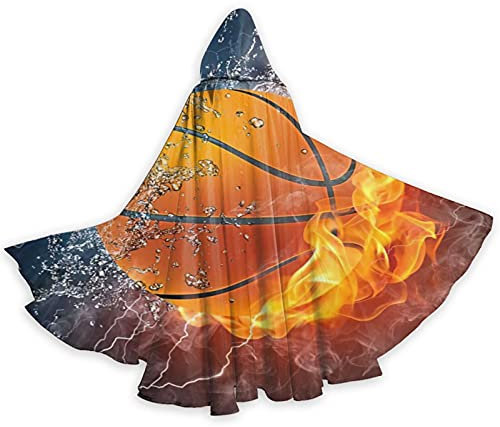 Wasser und Feuer Umhang mit Kapuze mit Basketball Kapuzenumhang Erwachsene Unisex Kapuzenumhang Herren Verkleidung Halloween, für Karneval, Party