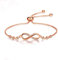 CCAIPU Unendlichkeits-Armband aus 925er Sterlingsilber, Unendlichkeitssymbol, Liebessymbol, Herz, Zirkonia, verstellbares Armband für Frauen, Mädchen, mit Geschenkbox (rosegold)