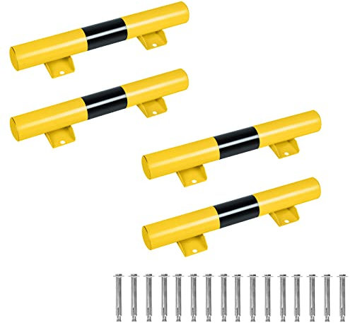 NAIZY Radstopper 4er Metall Parkstopper Parkplatzbegrenzung 60x13x9cm Parkplatzmarkierung mit Dehnschraube Parkplatzsperre Schwarz und Gelb Parkbegrenzung Einparkhilfe für Garage (Metall-Typ)