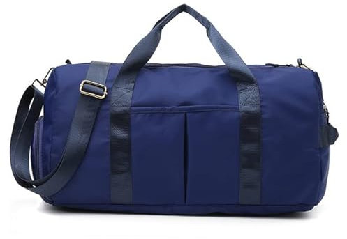 NORDIC VIBES Bolsa Deporte Mujer y Hombre Gimnasio, Saco de Desporto, Gym Bag, Macuto Piscina Niña Impermeable con Compartimentos Húmedo y Zapatillas, Bolsa Deportiva Fitness, Duffel Bag (Azul Marino)