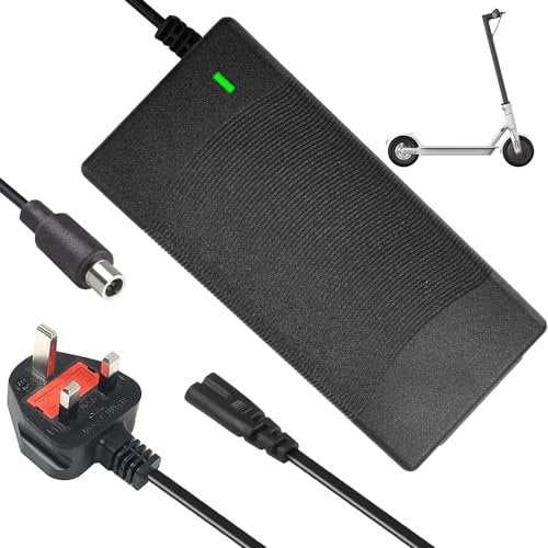 Swetup Scooter Charger for Xiaomi M365, Pro, Pro 2, Essentials, 1S, Ninebot Segway ES1 ES2 ES4 E22E E25E E45E - 42V 2A Electric, UK Plug, 8mm DC Head Interface