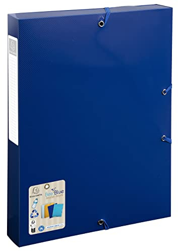 Exacompta - Ref. 59142E - 1 BeeBlue Recycling-Polypropylen-Ordnerbox mit Rücken 40 mm - A4 - Marineblau