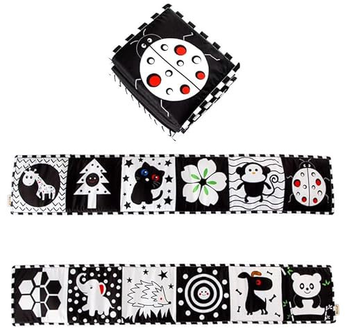 Black & White Stoff-Buch,Bilderbuch aus Stoff,Baby Spielzeug 0 6 Monate,Wahrnehmungs-Lernspielzeug,Geschenke für Babys -Tierstil