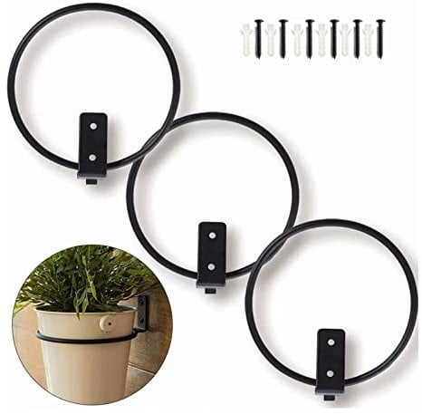 Tissting 3uds Anillos de Soporte para Maceta Plegables de 6 Pulgadas Montados en la Pared de Metal Resistente Soporte para Plantas Colgantes Anillos de Soporte Ganchos Soporte de Pared para el Jardín