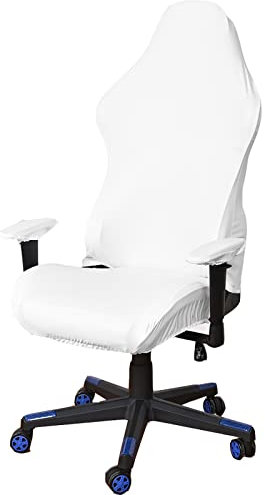 YOPOIY Gaming Chair Cover with Armrest Cover Leather Stretch Gaming Chair seat Cover for Computer Reclining Racing Removable Game Chair Cover -White