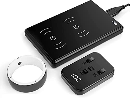 R5 Smart Ring, Multifunktionsring mit CDS-RFID-Replikator, eingebauten 6 RFID-Karten und 2 Gesundheitssteinen, Controller-IC/ID/NFC-Lesegerät, NFC-Telefon-Smart-Ringe, kompatibel mit iOS und Android