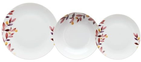 Vajilla Blanco Multicolor Porcelana Hojas 1 cm 37 x 23 x 30 cm 18 Piezas - Marca: BigBuy Home - EAN: 8445146090386