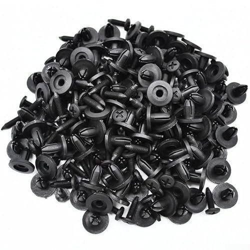 Auto Body Fastener, 100PCS Universal Plastic Rivet Fasteners Auto Black Nylon Clips Bumper Clips Car, Panel Clips Door Trim Retainer Push Type Retainer Clips Kit