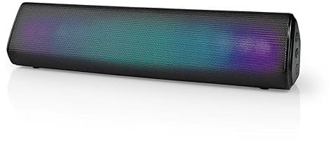 Nedis Bluetooth®-Lautsprecher | max. Batteriespielzeit: 6 Std | Tisch Design | 18 W | Stereo | Eingebautes Mikro | Verknüpfbar | Schwarz