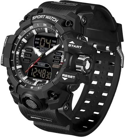 Militär Uhren Herren Armbanduhr Herrenuhr Digital Uhr Tactical Watches for Men Sportuhren für Herren Outdoor Digitaluhr für Jungen LED-Leuchtdisplay mit Analogen Zeigern und Digitalen Zahlen