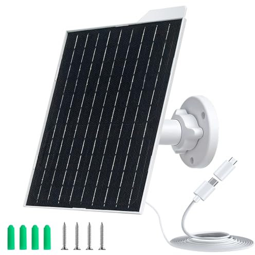 Solarpanel für Sicherheitskamera, 5 V, 9 W, USB-Solarpanel mit USB-C-Anschluss und Micro-USB, IP65 wasserdichtes Kamera-Solarpanel mit 360° verstellbarer Montage, 2,5 m Ladekabel
