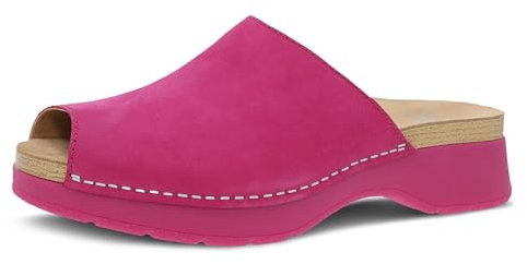Dansko Ravyn Sandalo da donna con punta aperta, scarpe colorate ed eleganti con fodera in tessuto riciclato e tomaia in pelle, comfort leggendario per tutto il giorno, Fucsia, 39.5/40 EU