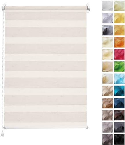 Rettika Doppelrollo ohne Bohren, klemmfix - Cream, Breite: 140cm, Höhe 150 - Rollos für Fenster ohne Bohren, Fenster rollos für innen, Duo Rollo
