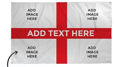 Large England Banner - Euro's Football Flag Banner - St George 5x3ft | Indoor & Outdoor Party - Football Celebration | Customised Images & Text