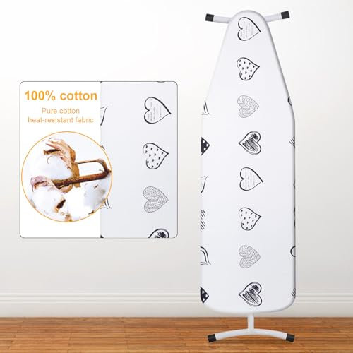 Lvjkes Housse Table à Repasser, Housse de Table à Repasser Easy fit, Housse de Table à Repasser élastique, Lavable en Machine, Housse de Table à Repasser Extra Large 100% Coton, Amour, 135 x 56 cm