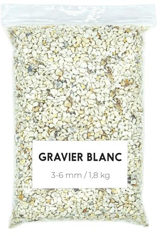 Landare Gravier Blanc 1,8 kG - Gravier Aquarium - Gravier Decoratif - Cailloux Decoratif - Gravier Jardin Exterieur - Galet - Cailloux Aquarium Decoration (3-6 mm) (Blanc)