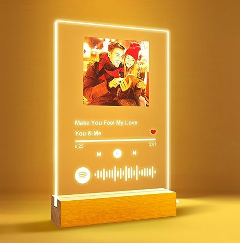 Song Cover Glas Bild mit Foto Acrylglas und QR Code - Personalisierte Geschenke für Frauen im Spotify Musik Cover Design - Personalisiertes Fotogeschenk für Sie und Ihn zum Geburtstag