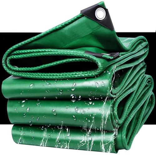 HQQMNY Telone di copertura con occhielli, colore verde, 1,5mx1,5m, impermeabile, 0,4 mm,420g/㎡ in PVC, antistrappo, per camion, piscina, legno, mobili da giardino