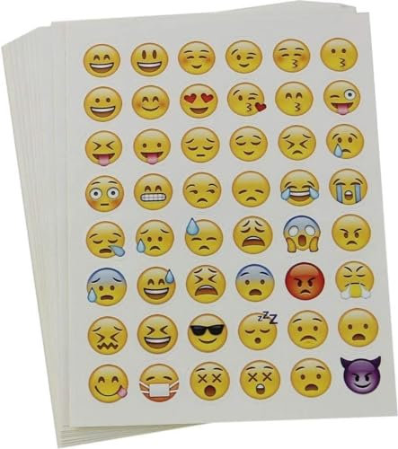 *** 12 Blätter Emoji Sticker Treat - 48 verschiedene Gesichter x 12 Blätter von 912 Stück Gesamt - Divisionsgeschenk - Van Heble® ***